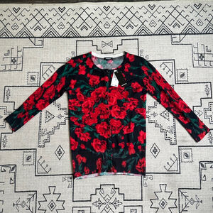 Women's Premise Cardigan XS Black Red Floral